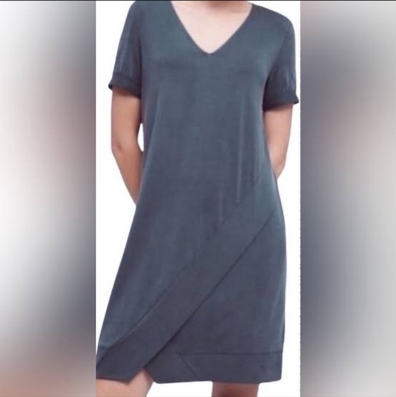 Dolan Left Coast Collection | Anthropologie Dark Gray Cupro Dress - Picture 2 of 10